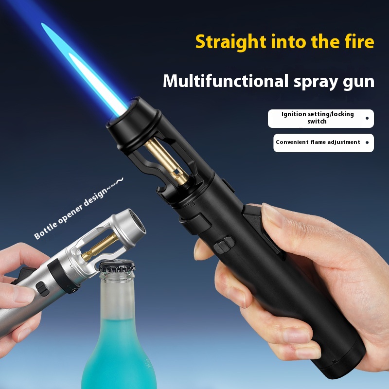 Kitchen Gadgets Pakistan - Мощная металлическая газовая турбо-зажигалка, ветрозащитная, многоразовая,