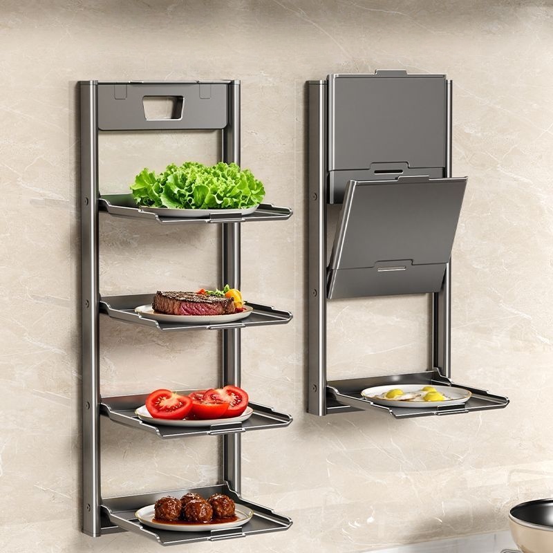 Kitchen Gadgets Rack Storage - Складная настенная полка на присосках, 2/3/4-ярусная,